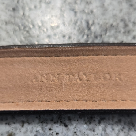 Ann Taylor Large Brown/White Animal Print Skinny Belt Leather Brass Buckle - NEW - Picture 6 of 16